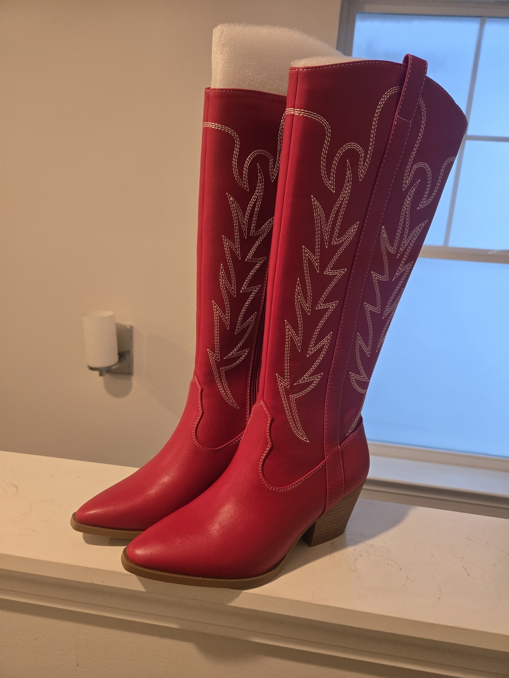 Women's Red Western Knee-High Boots